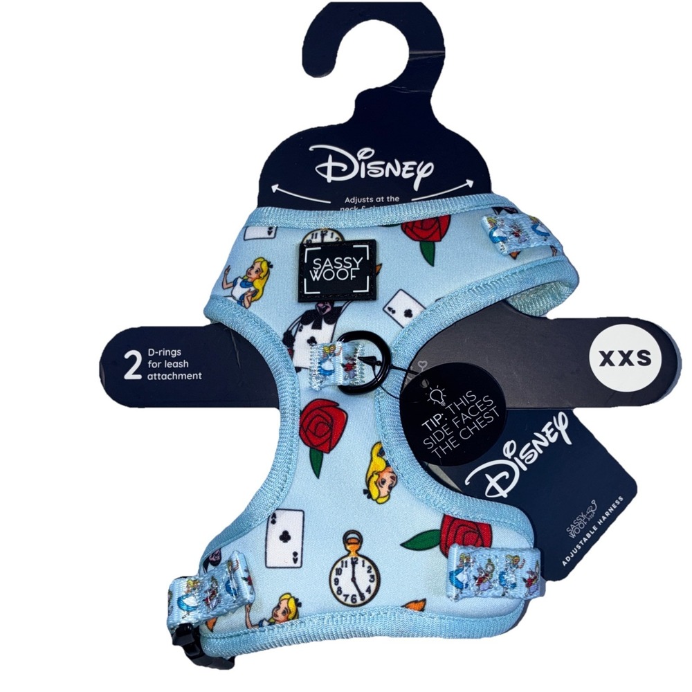 Sassy Woof Soft Dog Harness Disney Alice In Wonderland Design Size XXS New